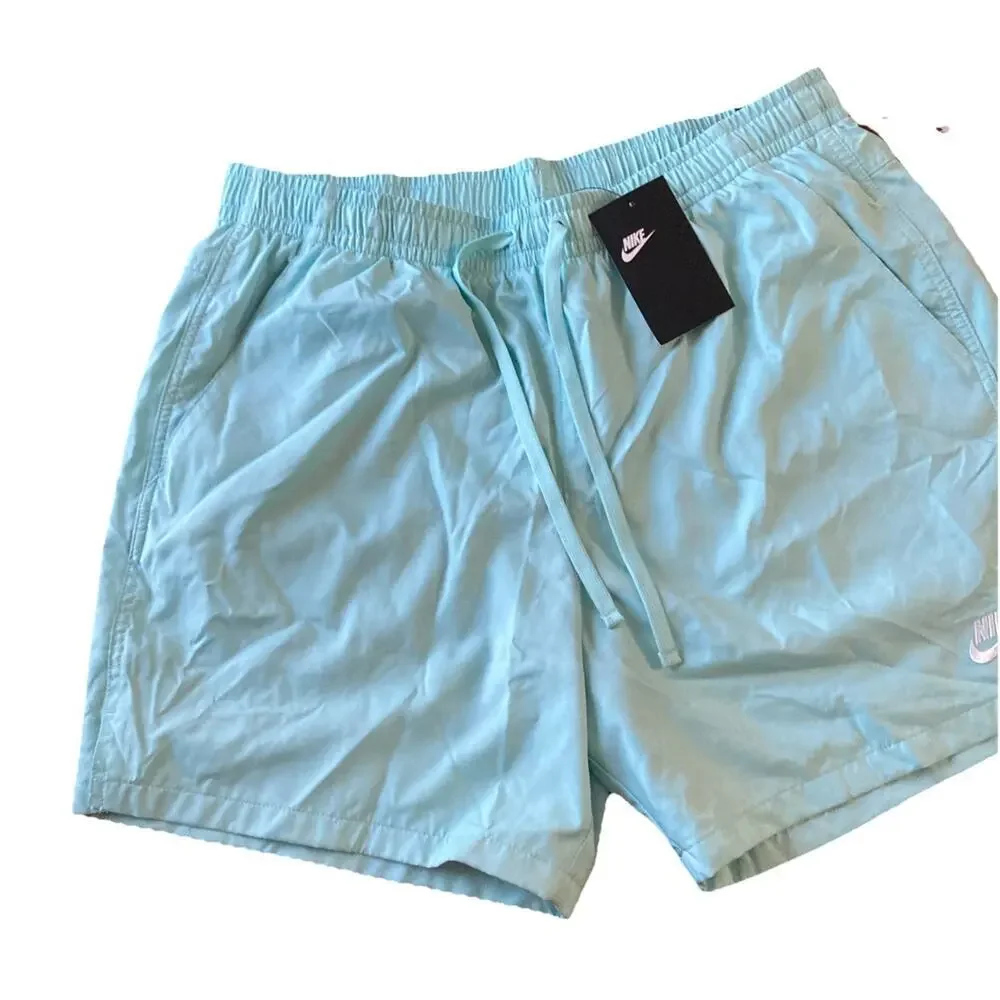 Nike‎ Sportswear Shorts Men’s Sz L New Blue Logo Standard Fit Mid-Thigh 6in
